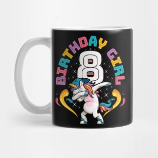 Dabbing Unicorn Birthday Girl 8 Years Old Mug